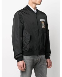 Blouson aviateur imprimé noir Moschino