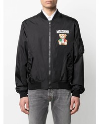 Blouson aviateur imprimé noir Moschino