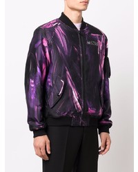 Blouson aviateur imprimé pourpre foncé Moschino