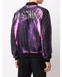 Blouson aviateur imprimé pourpre foncé Moschino