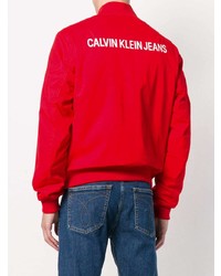 Blouson aviateur imprimé rouge Calvin Klein Jeans