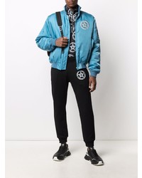 Blouson aviateur imprimé turquoise Moschino