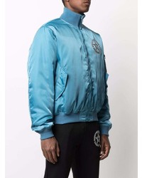 Blouson aviateur imprimé turquoise Moschino