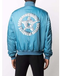 Blouson aviateur imprimé turquoise Moschino