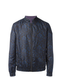 Blouson aviateur léger à fleurs bleu marine