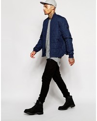 Blouson aviateur matelassé bleu marine Asos