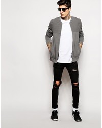 Blouson aviateur matelassé gris Asos