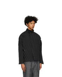 Blouson aviateur noir Homme Plissé Issey Miyake