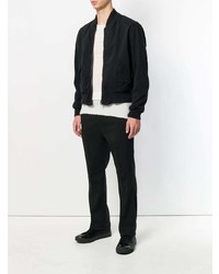 Blouson aviateur noir Ann Demeulemeester Blanche