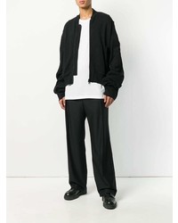 Blouson aviateur noir Ann Demeulemeester Blanche