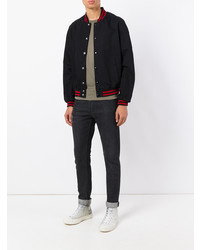 Blouson aviateur noir Saint Laurent