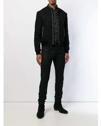 Blouson aviateur orné noir Saint Laurent