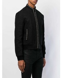 Blouson aviateur orné noir Saint Laurent