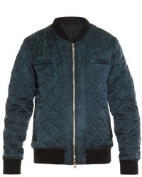 Blouson aviateur orné vert foncé