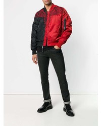 Blouson aviateur rouge et noir Marcelo Burlon County of Milan