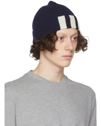 Bonnet bleu marine et blanc Thom Browne