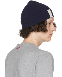 Bonnet bleu marine et blanc Thom Browne