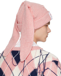 Bonnet en tricot rose Charles Jeffrey Loverboy