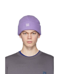 Bonnet en tricot violet clair