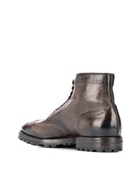 Bottes brogue en cuir marron foncé Officine Creative