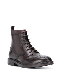 Bottes brogue en cuir marron foncé Corneliani