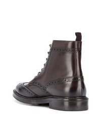 Bottes brogue en cuir marron foncé Corneliani