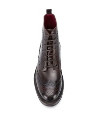 Bottes brogue en cuir marron foncé Corneliani