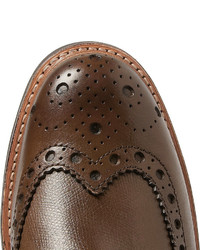 Bottes brogue en cuir marron foncé Grenson