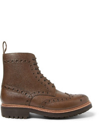 Bottes brogue en cuir marron foncé Grenson