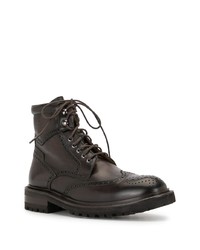 Bottes brogue en cuir marron foncé Magnanni