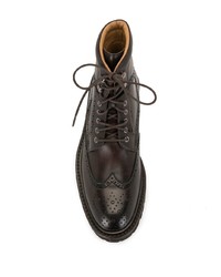 Bottes brogue en cuir marron foncé Magnanni