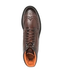 Bottes brogue en cuir marron foncé Santoni