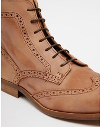 Bottes brogue en cuir marron Asos