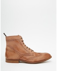 Bottes brogue en cuir marron Asos