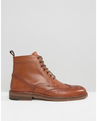 Bottes brogue en cuir marron Asos