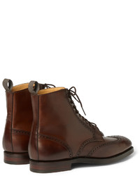 Bottes brogue en cuir marron