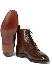 Bottes brogue en cuir marron