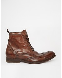 Bottes brogue en cuir marron