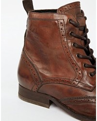 Bottes brogue en cuir marron