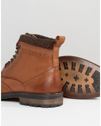 Bottes brogue en cuir marron Dune