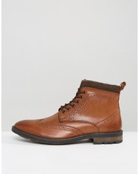 Bottes brogue en cuir marron Dune