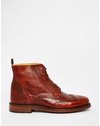 Bottes brogue en cuir marron