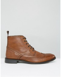 Bottes brogue en cuir marron Asos