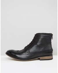 Bottes brogue en cuir noires Asos