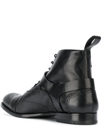 Bottes brogue en cuir noires Alexander McQueen