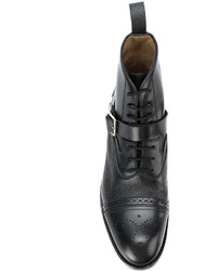 Bottes brogue en cuir noires Alexander McQueen