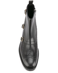 Bottes brogue en cuir noires Alexander McQueen