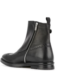 Bottes brogue en cuir noires Alexander McQueen