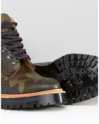 Bottes brogue en cuir olive Asos