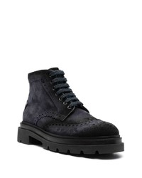 Bottes brogue en daim bleu marine Santoni